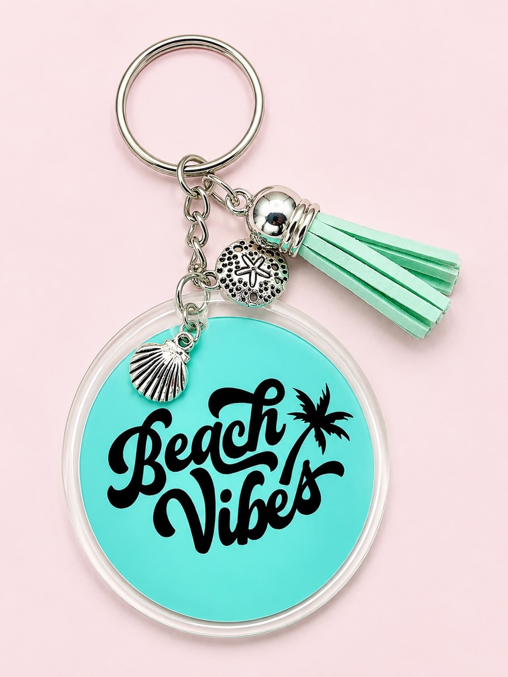 Beach Vibes Turquoise Keychain with Tassel